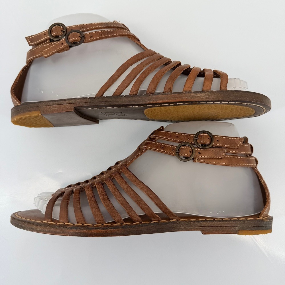 Frye Kayla Strappy Huarache Sandal 7.5B Brown Leather Gladiator 78230